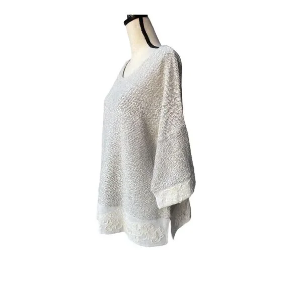 Soft Surroundings Sweater Pullover Size Petites XL White Black Embroidery Accent - Picture 4 of 6